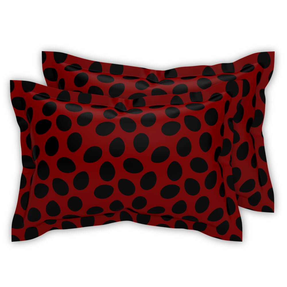 best red and black polka dot super king size cotton bedsheets with pillow covers